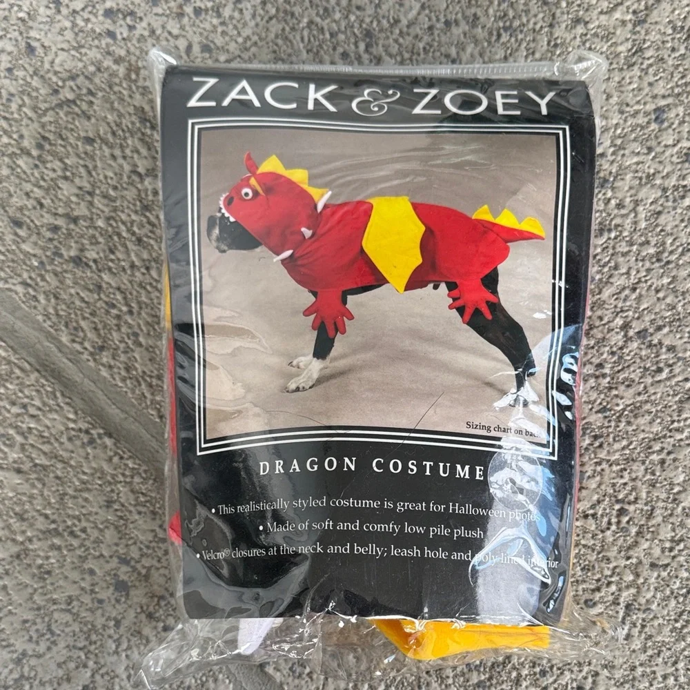 Zack & Zoey red yellow Chinese dragon dog costume size large
